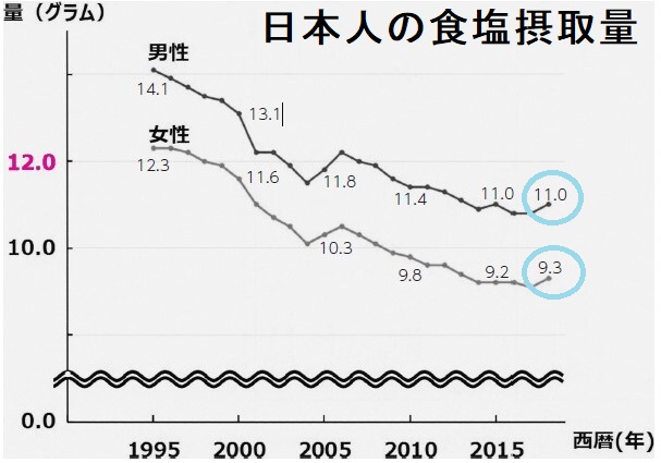 日本人の食塩摂取量 日本人の食塩摂取量