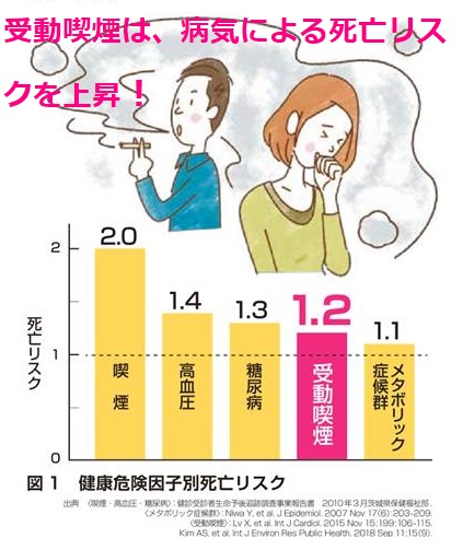 受動喫煙による病気の死亡リスク上昇 受動喫煙による病気の死亡リスク上昇