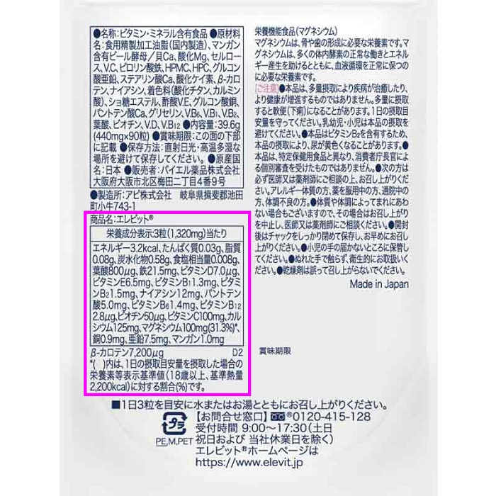 エレビット(Elevit)®成分 エレビット(Elevit)®成分