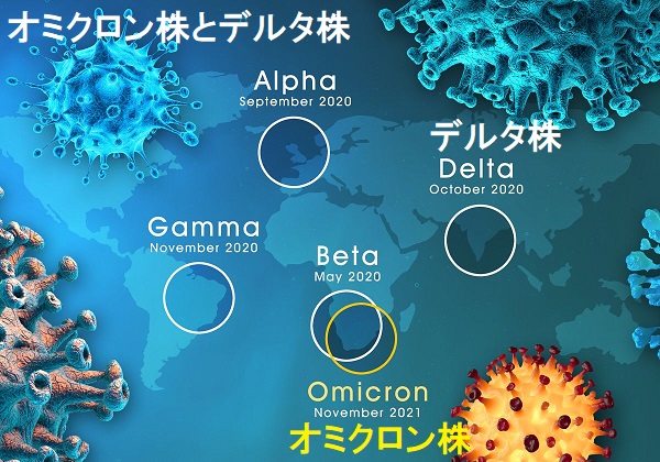 オミクロン株とデルタ株・初期の新型コロナウイルス(COVID-19) オミクロン株とデルタ株・初期の新型コロナウイルス(COVID-19)