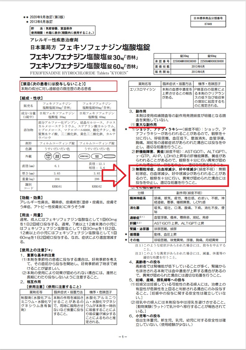 フェキソフェナジン 添付文書 フェキソフェナジン 添付文書